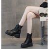 2024 Winter Shoes Women Modern Boots Genuine Leather High Heels Party Women Ankle Boots Warm Plush Square Heels 7cm Black D189