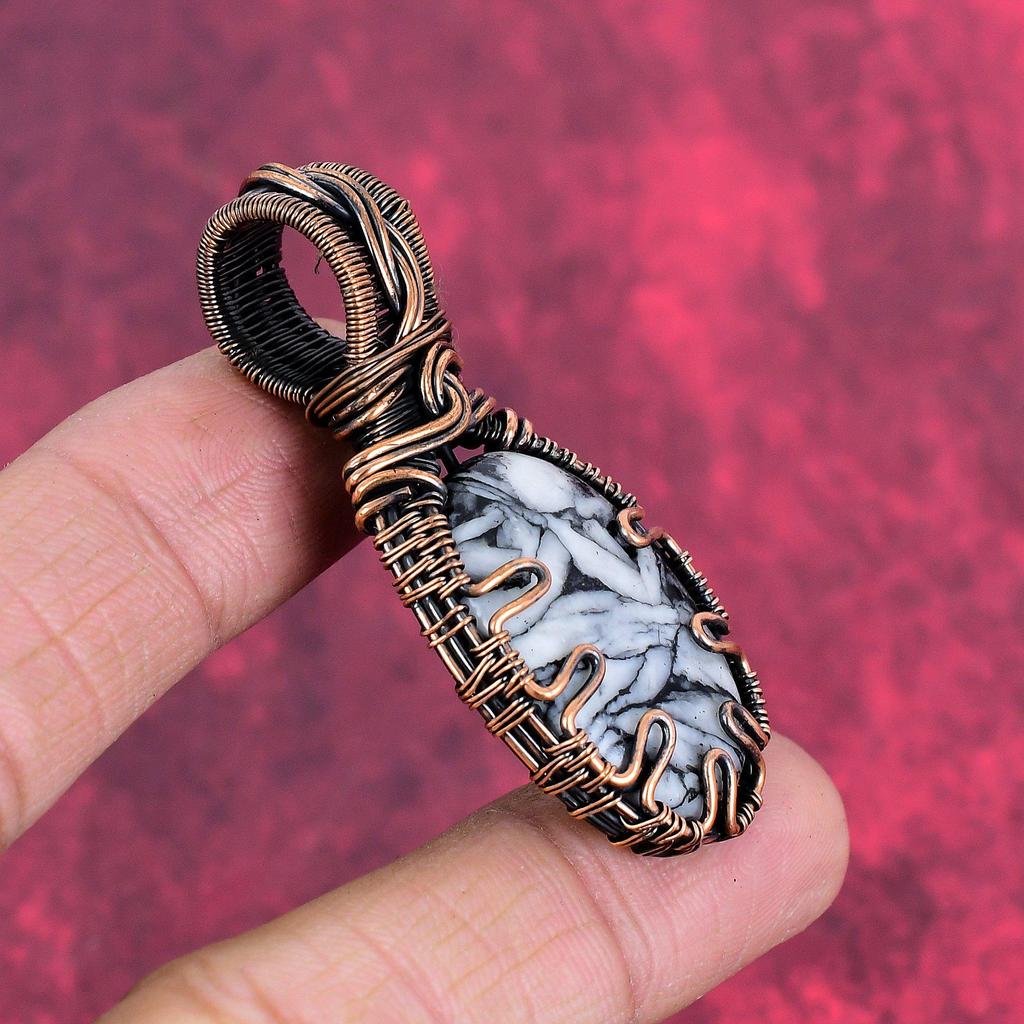 Pinolith jasper pendant copper wire wrapped pendant handmade copper jewelry very pretty gemstone pendant wire wrap jewelry anniversary gifts
