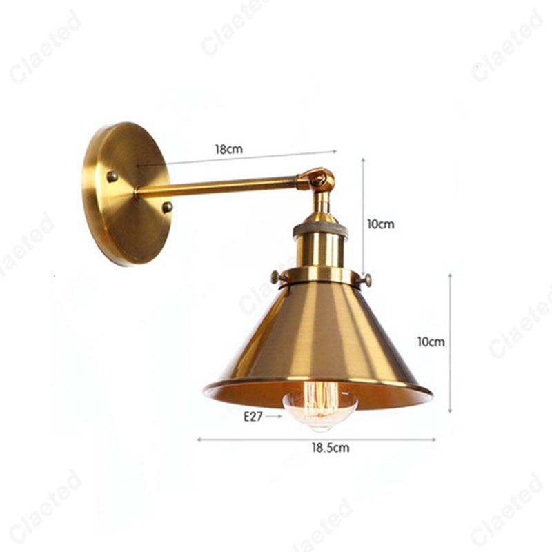 LED Minimalist Retro Gold E27 Wall Lamp Bedroom Bedside Lamp Home Dining Hall Corridor Staircase Decoration Lighting Fixture