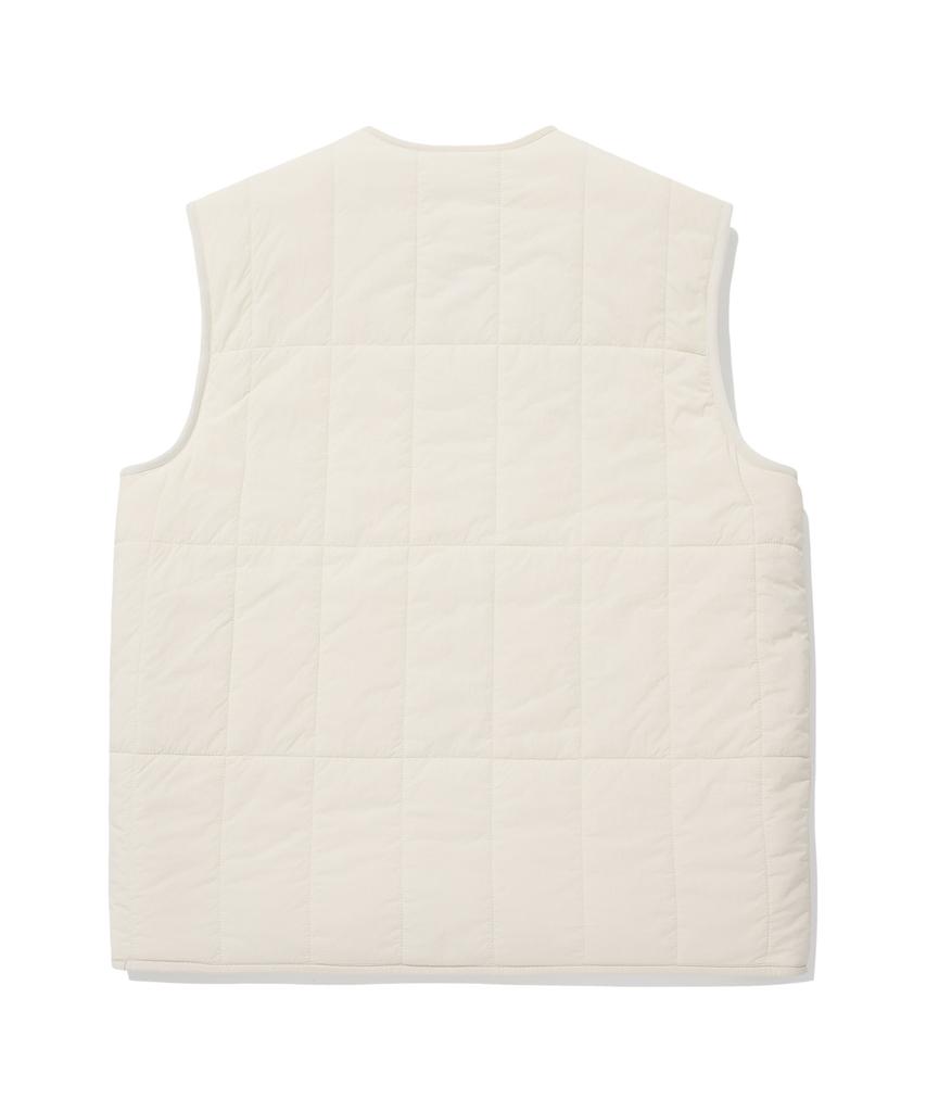 Covernat Fleece Reversible Quilted Vest Ecru