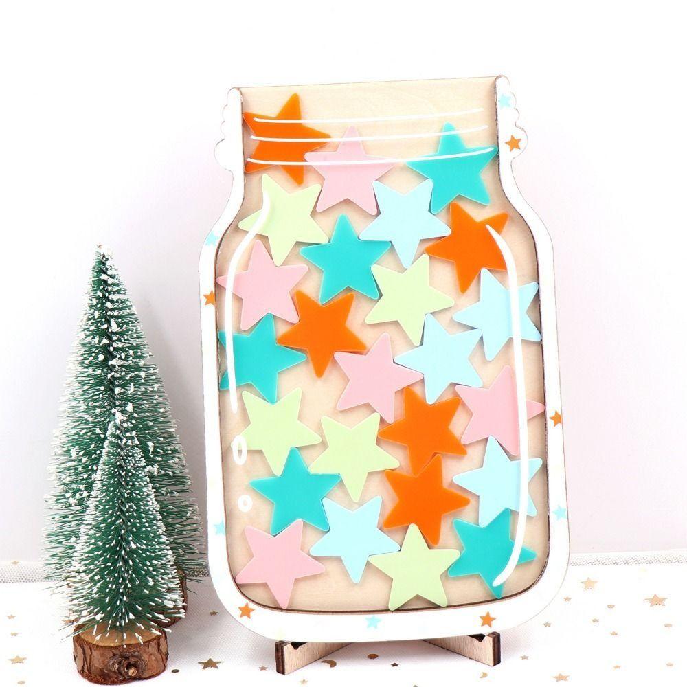 Wooden Positive Behavior Rewards Jar Cartoon Classroom Reward Jar With Tokens Home Decor