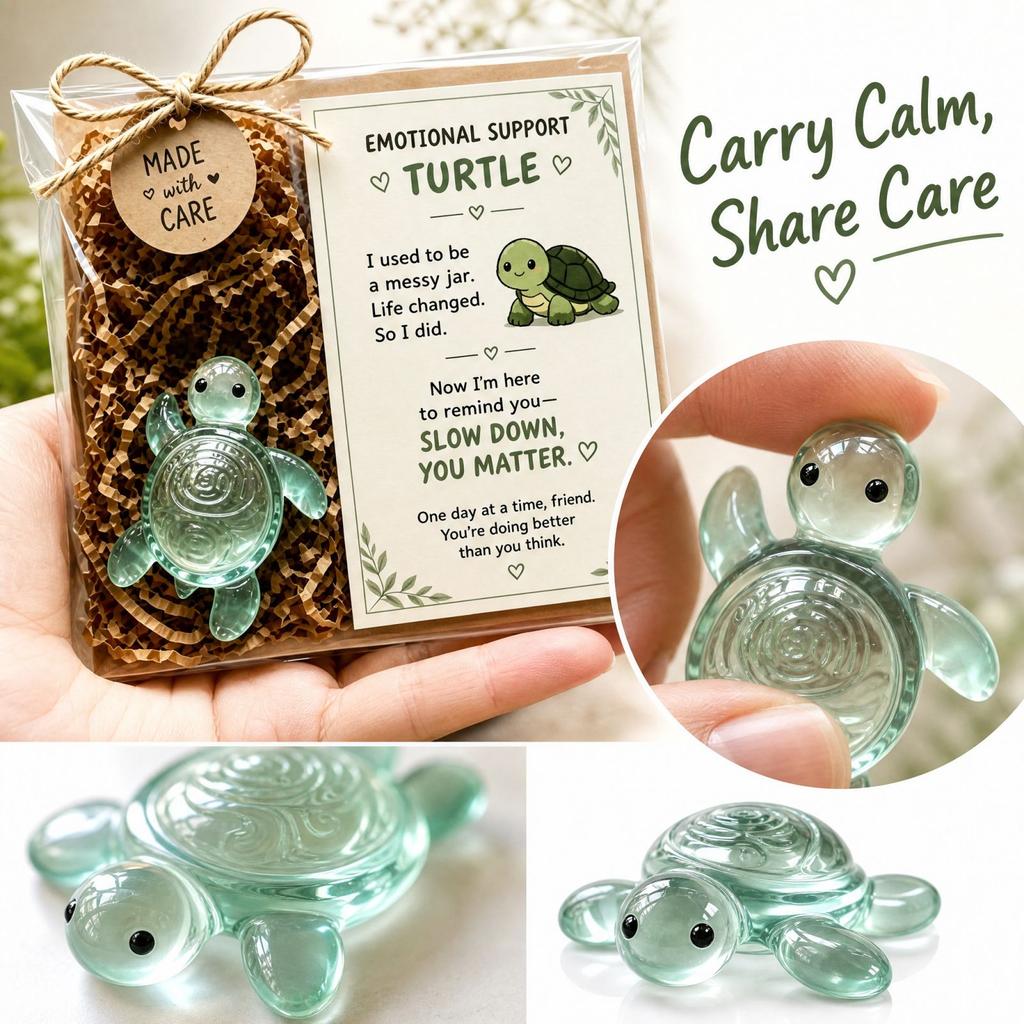 Pocket Turtle Figurine, Portable Desk Ornament Gift for and Family