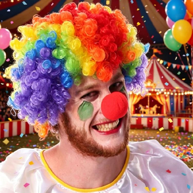 Clown Roleplay Cosplay Costume Outfits Halloween Clown Dressing Up Set Clown Nose Colorful Wigs