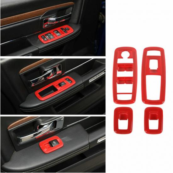

Red Window Lift Trim Switch Panel Trim Cover For Dodge Charger Durango Ram 11+