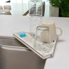 Triangle Corner Sink Caddy Dish Drying Rack Over The Sink Roll Up Dish Drainer Mat with Suction Cups Kitchen Organizer