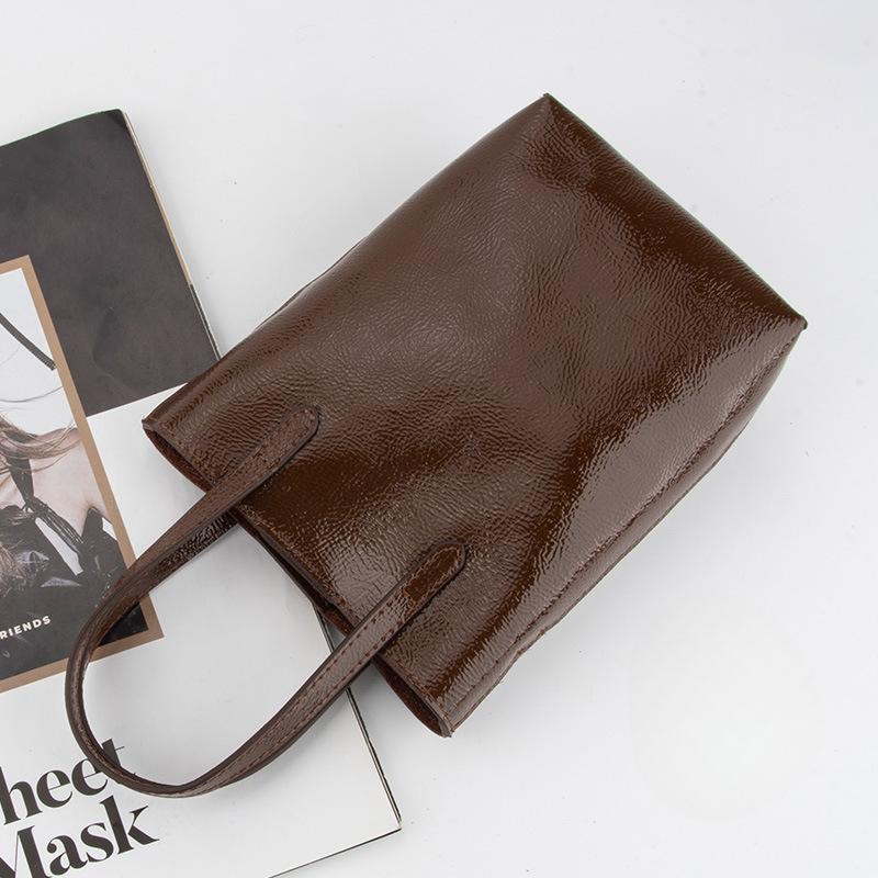 Damen Klassische und Schlichte Vollnarbenleder Vielseitige Einzel-Schultertasche, Leichte Umhänge-Handytasche