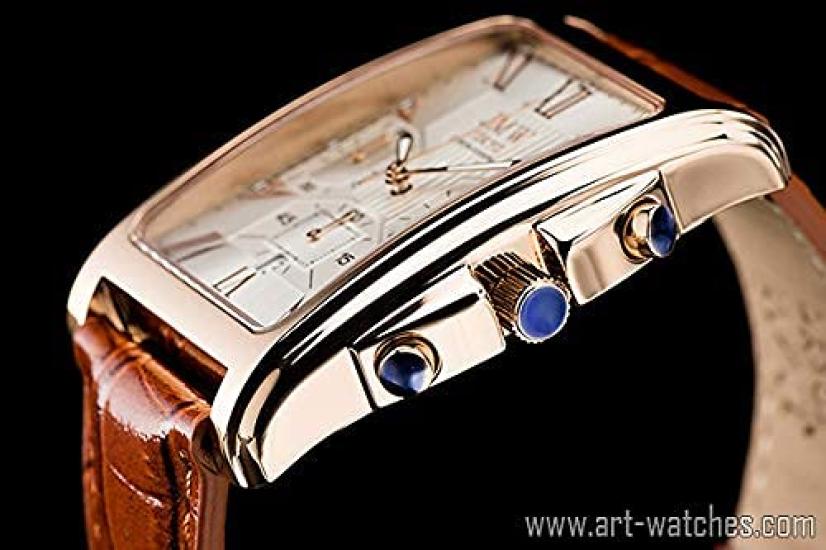 [JMW TOKYO] Herrenuhr Quadratisch Silber & Roségold Uhr Quadratisch Rechteckig Herren Chronograph Limited Edition Seiko Quarz Lederarmband Echt