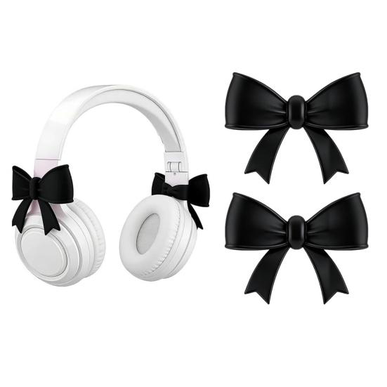 1/2 Pairs Headphone Silicone Bow Decoration Universal 3D Headset Decorative Bow Clip Women Headphone Attachment Accessory