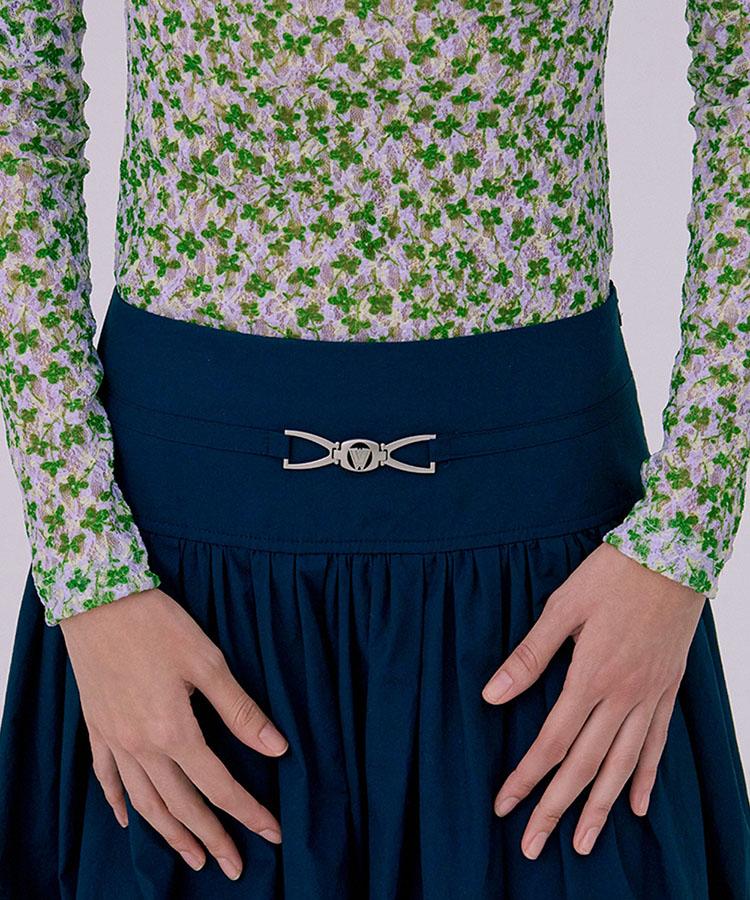 Bundercammer Shirring Maxi Skirt_Navy
