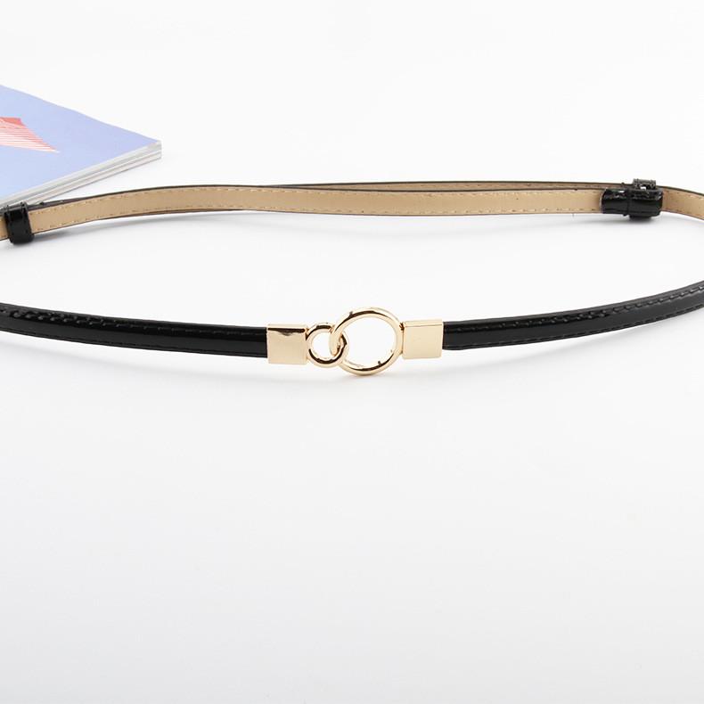 Simple Solid Color Ring Buckle Decoration Women Slim Waist Belt For Elegant Outfits