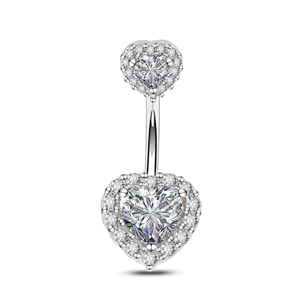 Liebe Zirkon Bauchnabelring Strass Körperpiercing Schmuck Doppelherz Bauchnabelring Mädchen