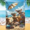Extra Großes Cartoon-Hunde-Print Strandtuch, Weiches Strickgewebe Super Saugfähiges Handtuch für Körperabdeckung Sonnenliege