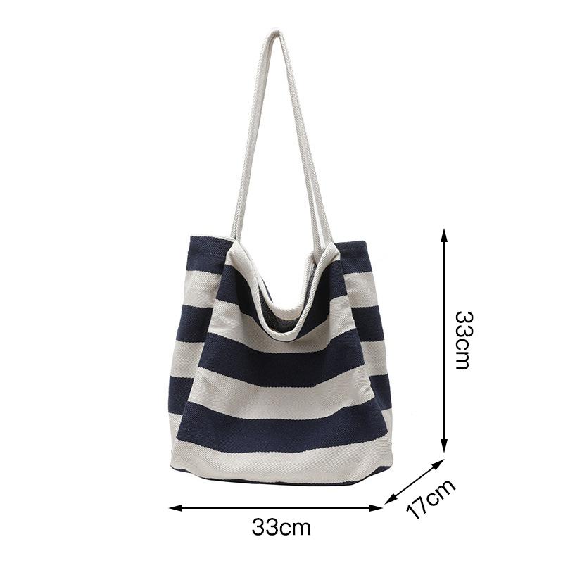 Fashion Stripes Large Capacity Tote Bag Women Shoulder Bag Handbag Shopper Storage Bag