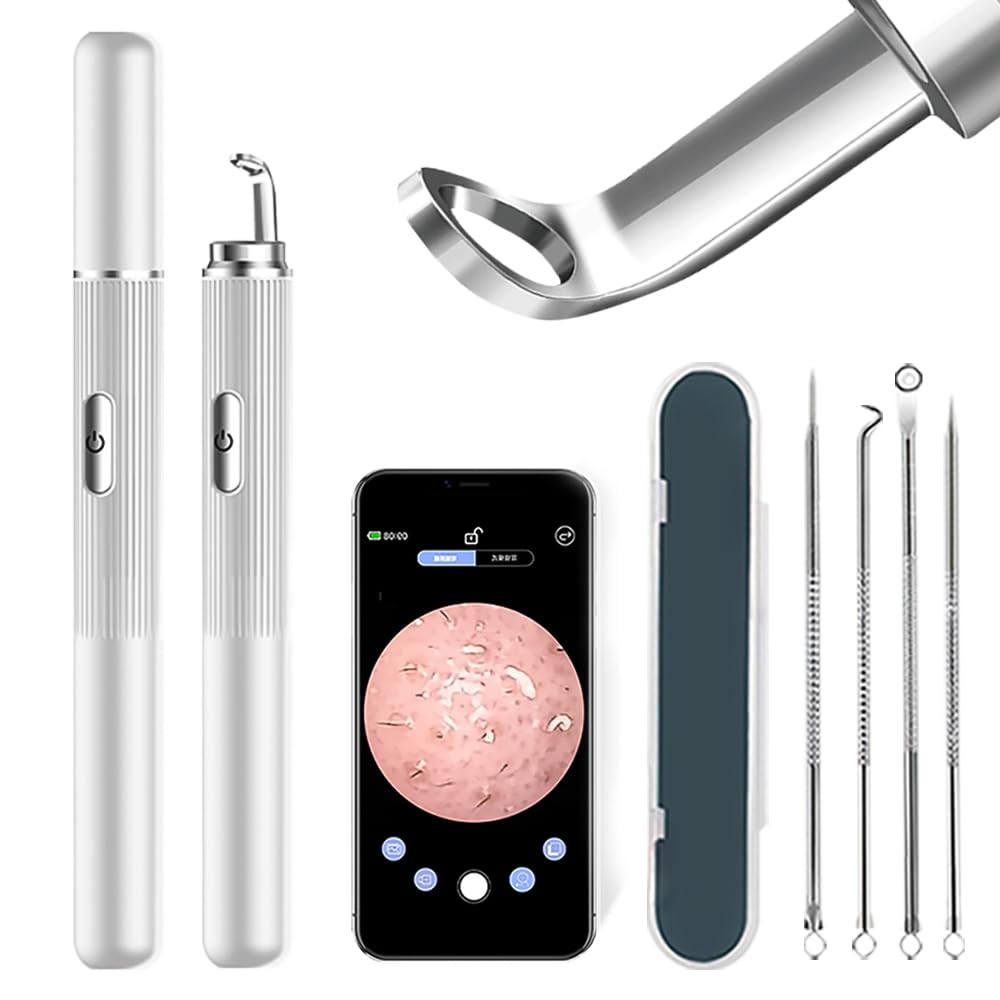 Smart Wireless Visualizer with for and Strawberry Nose Includes Screen Precision Acne Antibacterial Stainless Portable Pore Care Kit Camera,