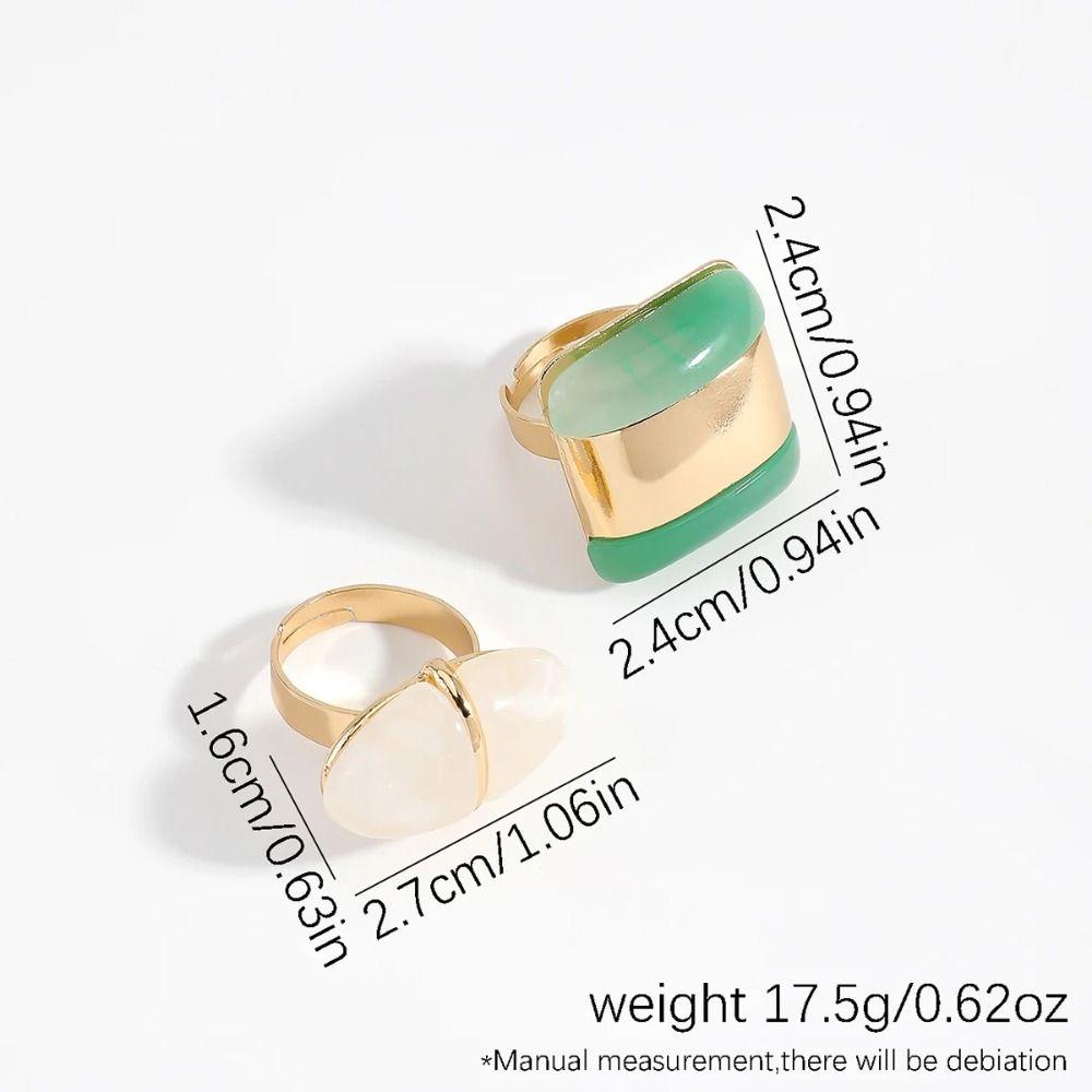 Luxury French Geometric Resin Ring Set Exaggerated Adjustable Vintage Ring Minimalist Irregular Opening Ring Fashion
