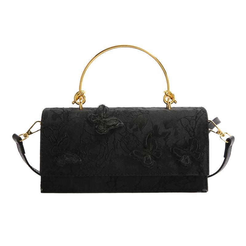 Bags Bags 2025 New Forest Sweet Girl Fashion Lace Butterfly Foreign Shoulder Chain Small Square Bag Tide