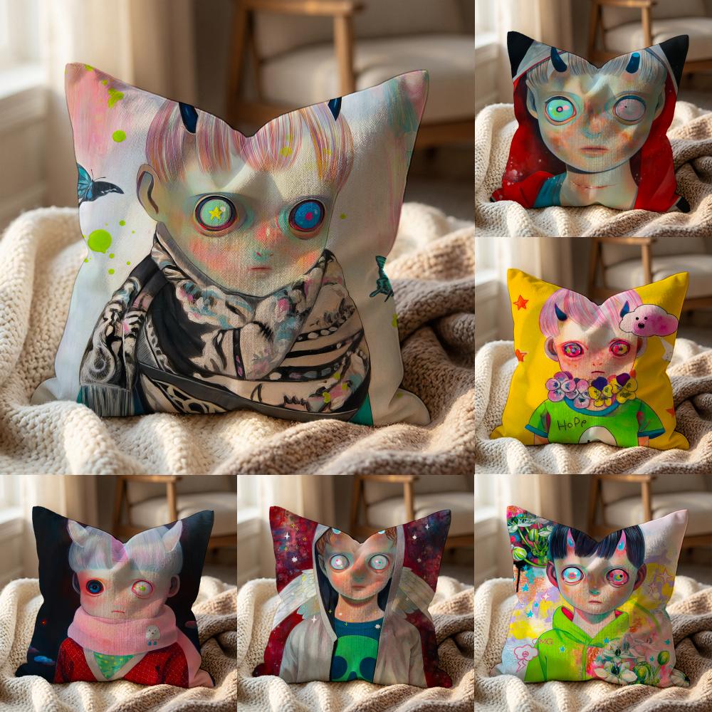 H-Hikari Shimoda IllustrationS Cushion Cover Multi-Scene Pillow Cover for Home & Car - Reversible, Soft & Durable for Daily Use