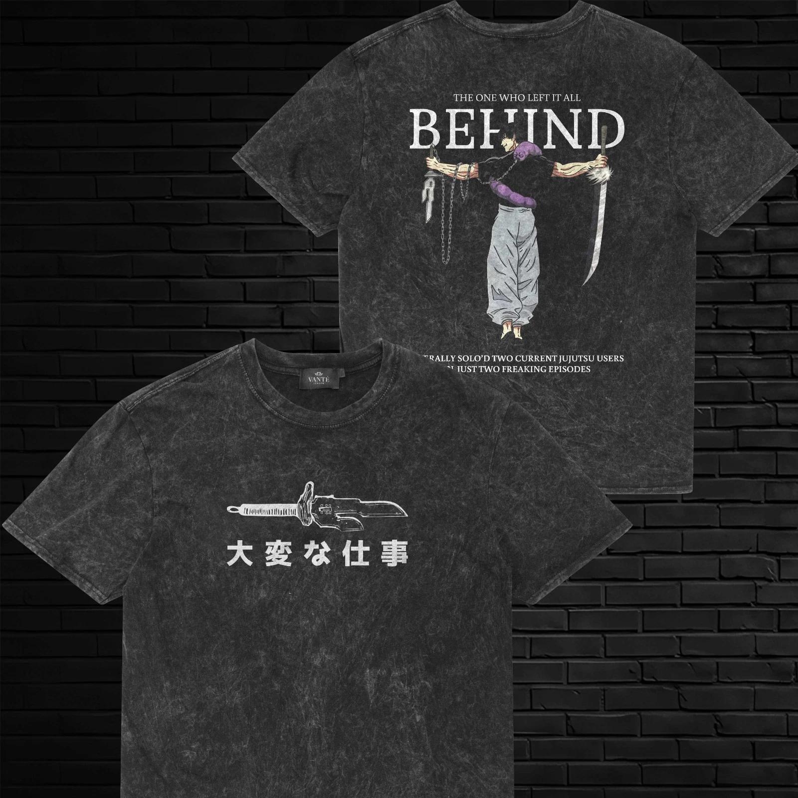 Toji Fushiguro Anime T-Shirt Acid Wash Graphic Tee Casual Unisex XL