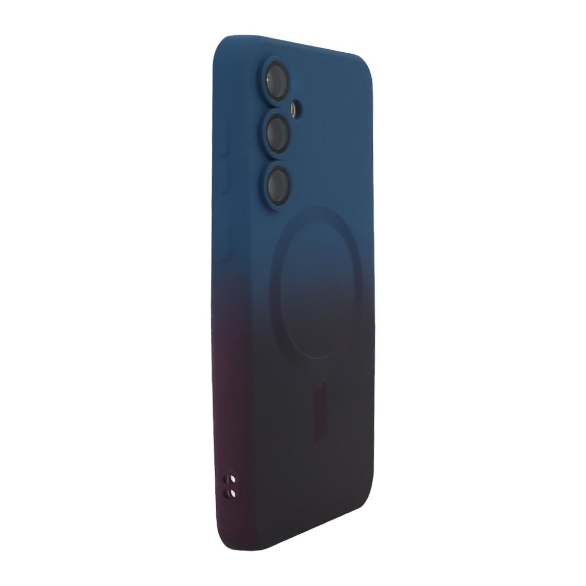 

For Samsung Galaxy A55 5G Silicone Case ENAKY HAT PRINCE Gradient Color Cover Compatible with MagSafe Dark Blue