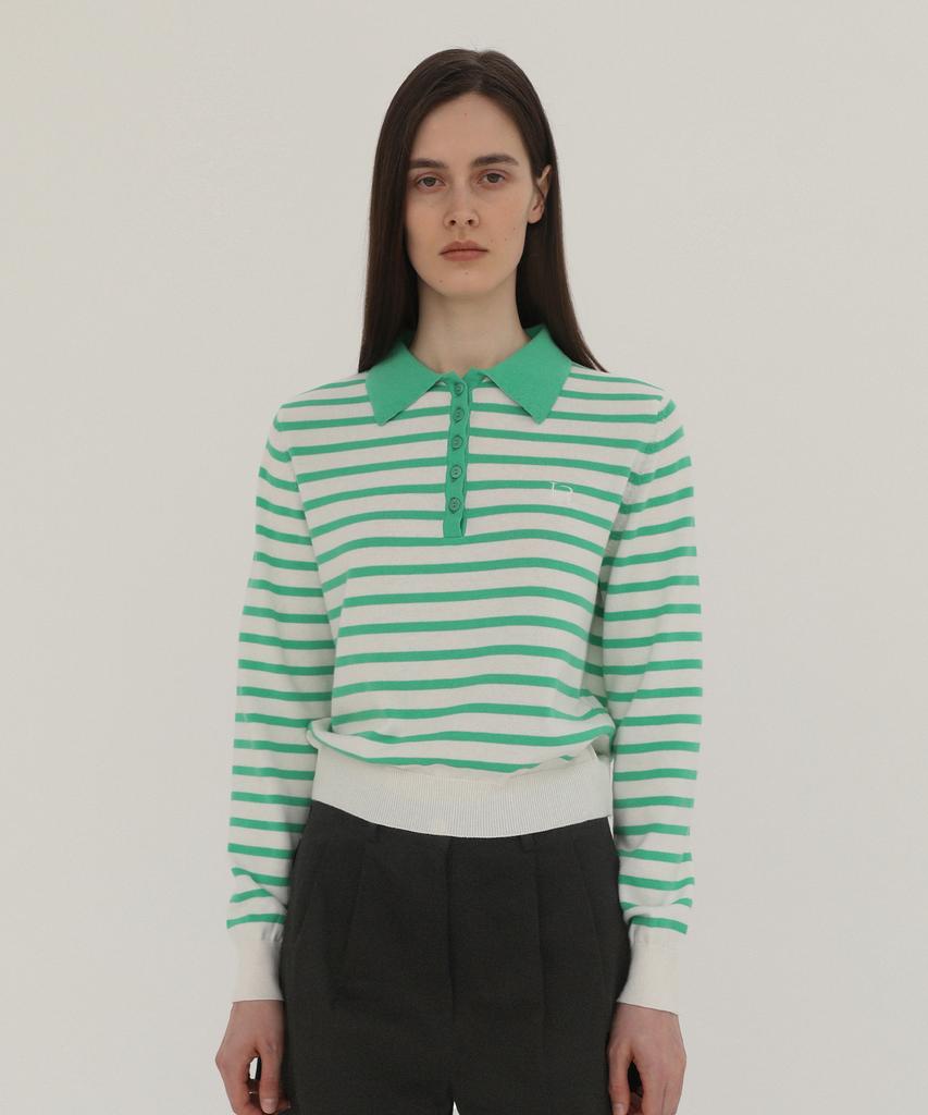 Leuba Stripe Cotton Polo Knit - Mint Stripe