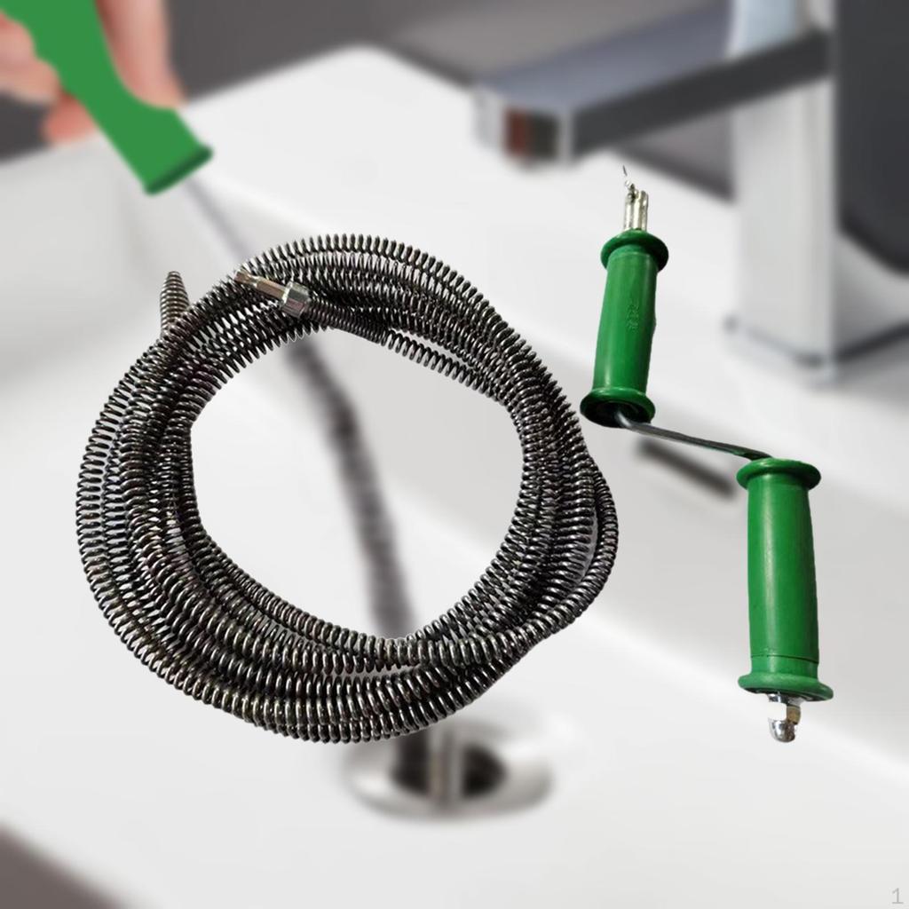 Cable equipped with Hand Crank Drain Auger Cleaner Plumbing Snake Hair Removal Tool spring