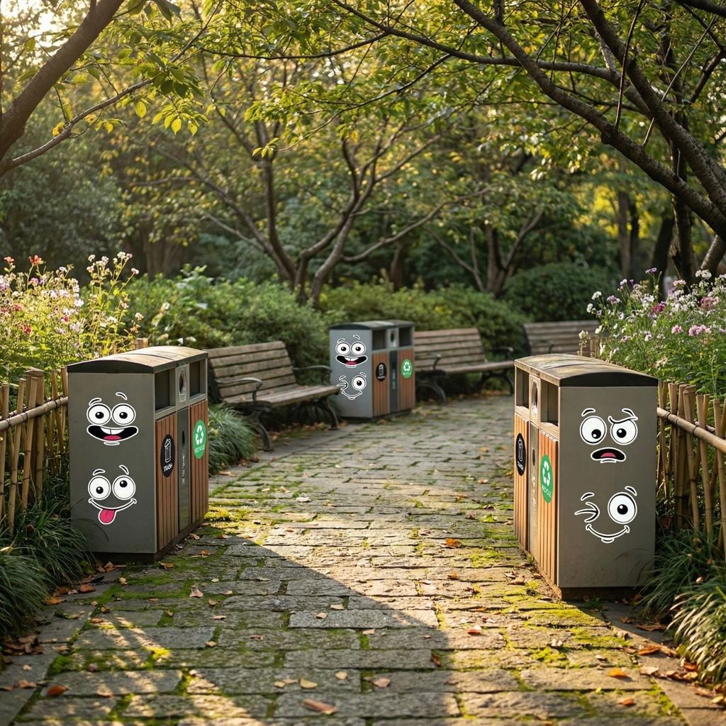 Eco-Friendly Trash Can Face Sticker Set
