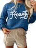 Women's Casual Autumn Embroidered Letter Pullover - Round Neck, Long Sleeve, Versatile Style