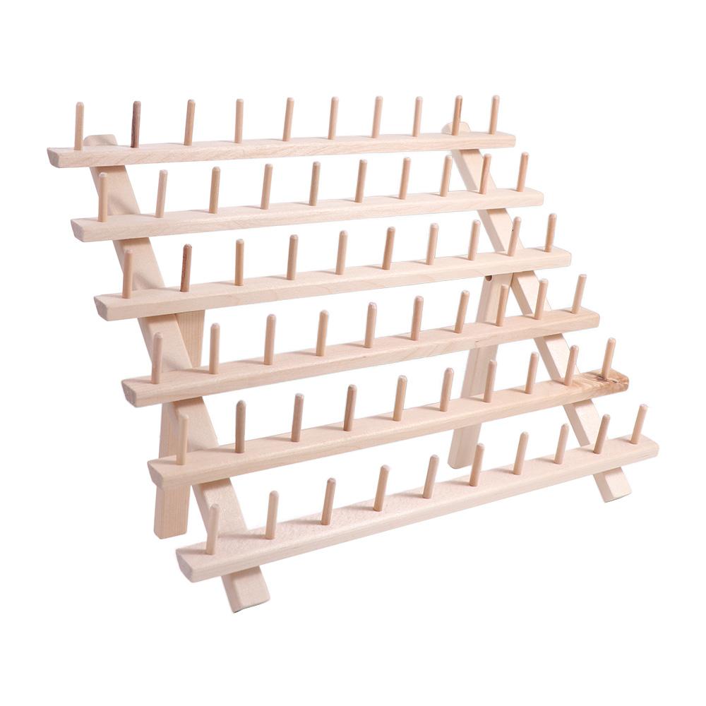 Foldable Sewing Thread Storage Rack 60 Spools Sewing Rack Organizer Wooden Thread Holder Rings