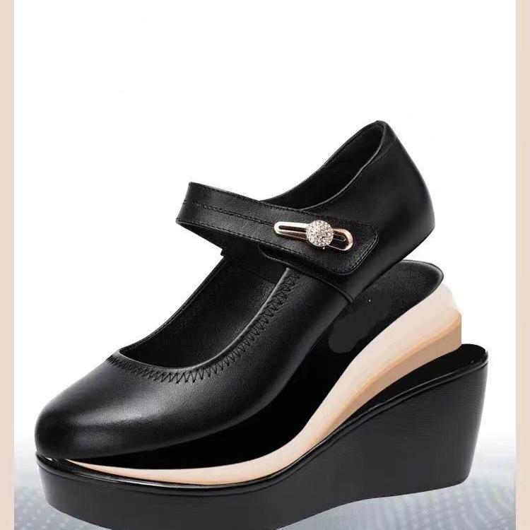 Round Toe Women's Shoes Casual Thick Comfort Shoes Versatile Fashion High Heels Slope Heel Ladies Pumps Mujer Zapatos