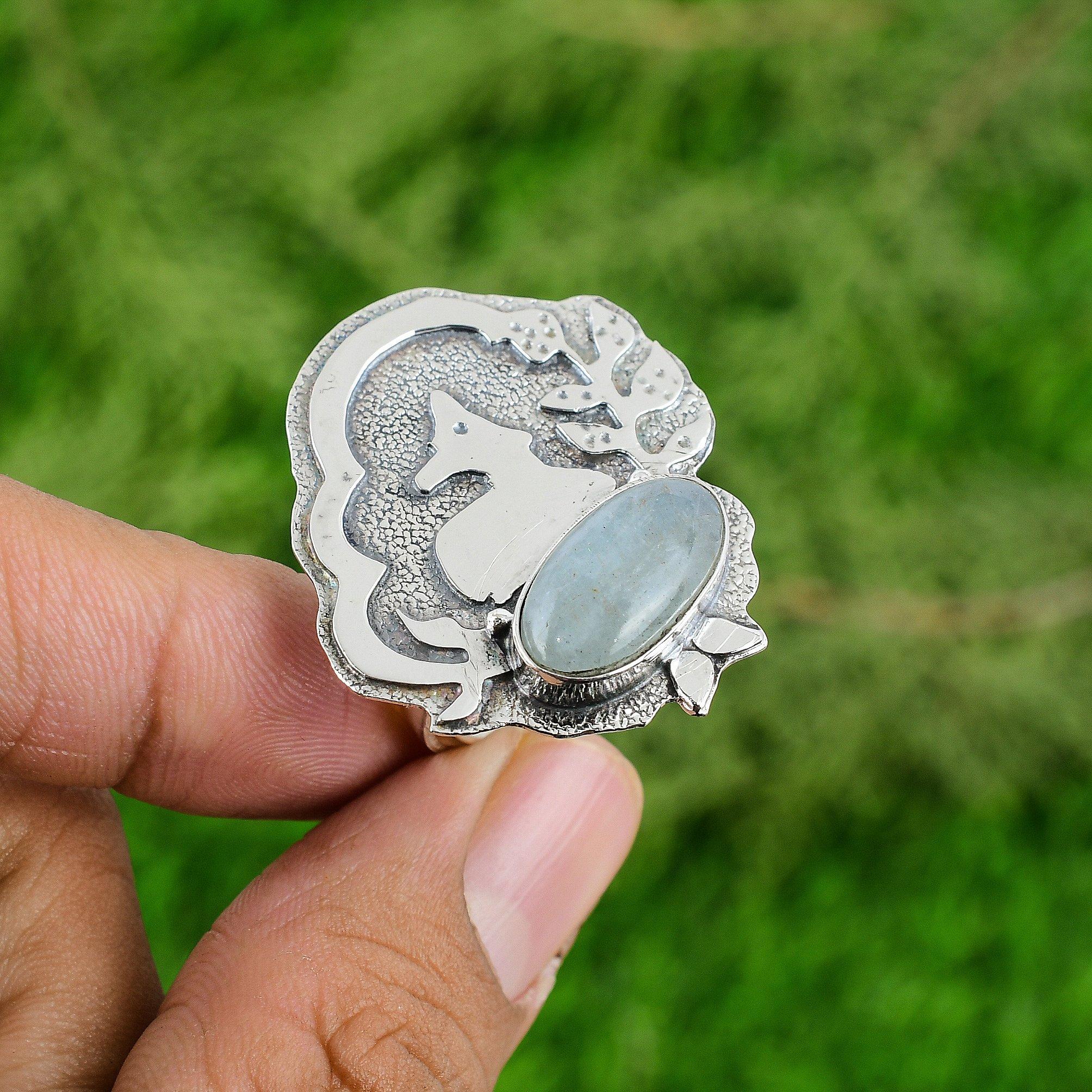 

Предложение ко Дню матери Кольцо для помолвки Солитер из натурального аквамарина из стерлингового серебра 925 пробы Adjustable