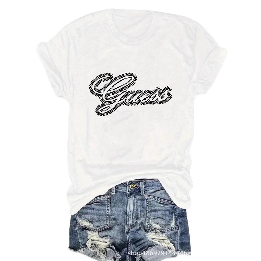 

Женская футболка с круглым вырезом в стиле кросс-бордерной моды Extra Large белый