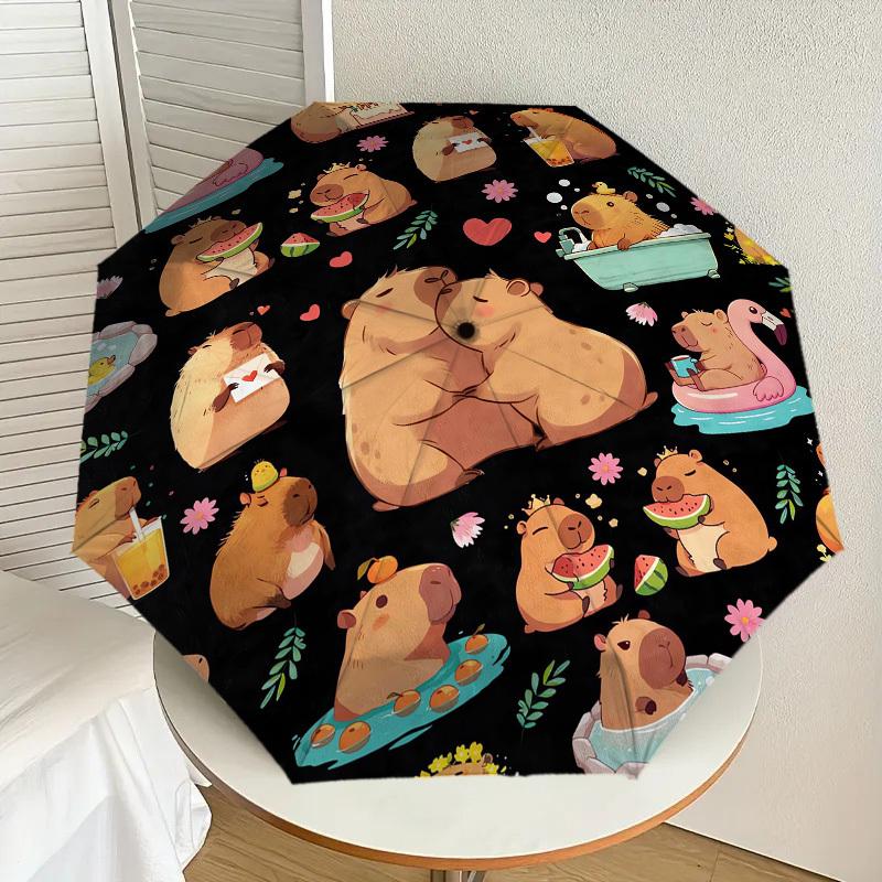 1pc Hamster Party Pattern Umbrella Design Automatic Opening and Closing Umbrella, High-quality Travel Umbrella,  c1128048
