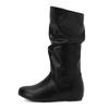 Fashion Mid-Calf Boots Women PU Pleated Boots Female Round Toe Shoes Concise Height Increasing Flat Shoes Autumn Winter 2025 Size34-48