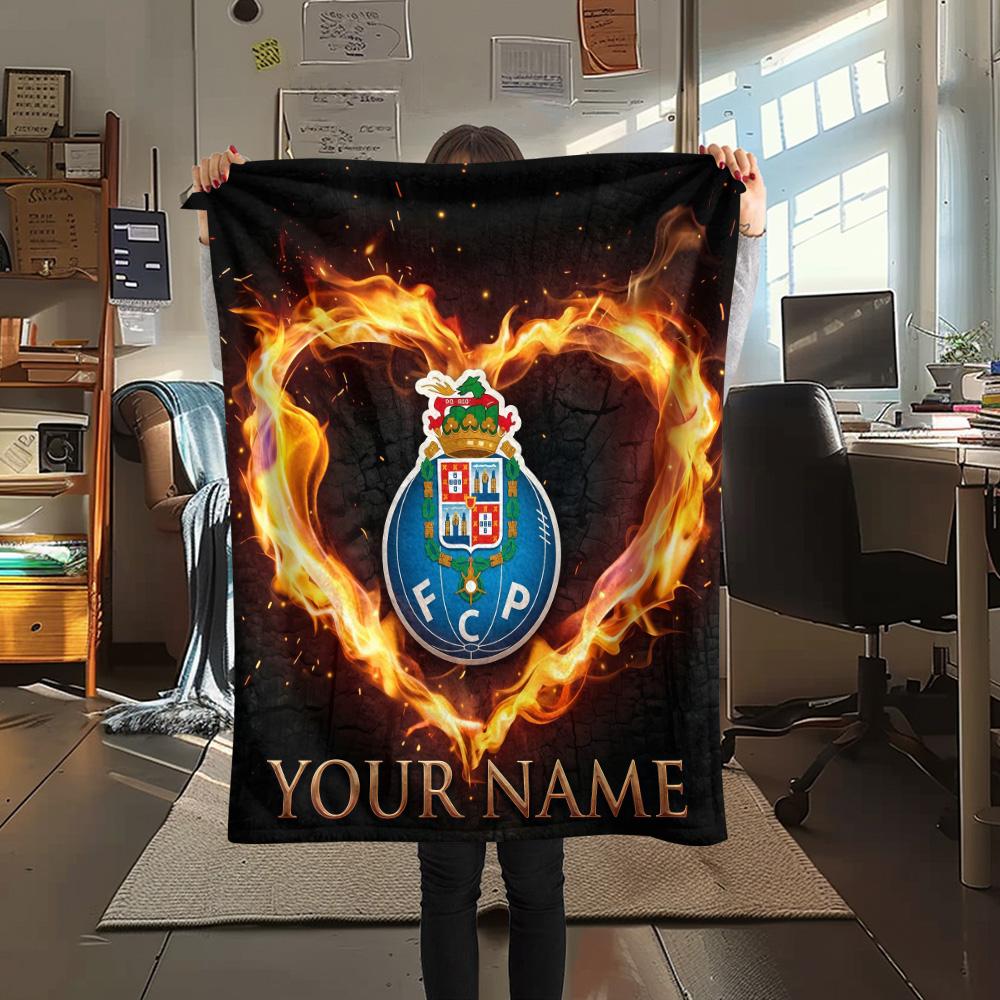 Custom Name Futebol Clube do Porto Flannel Blanket, High quality Comfortable for All Seasons, Home Decor, Warmth and Comfort