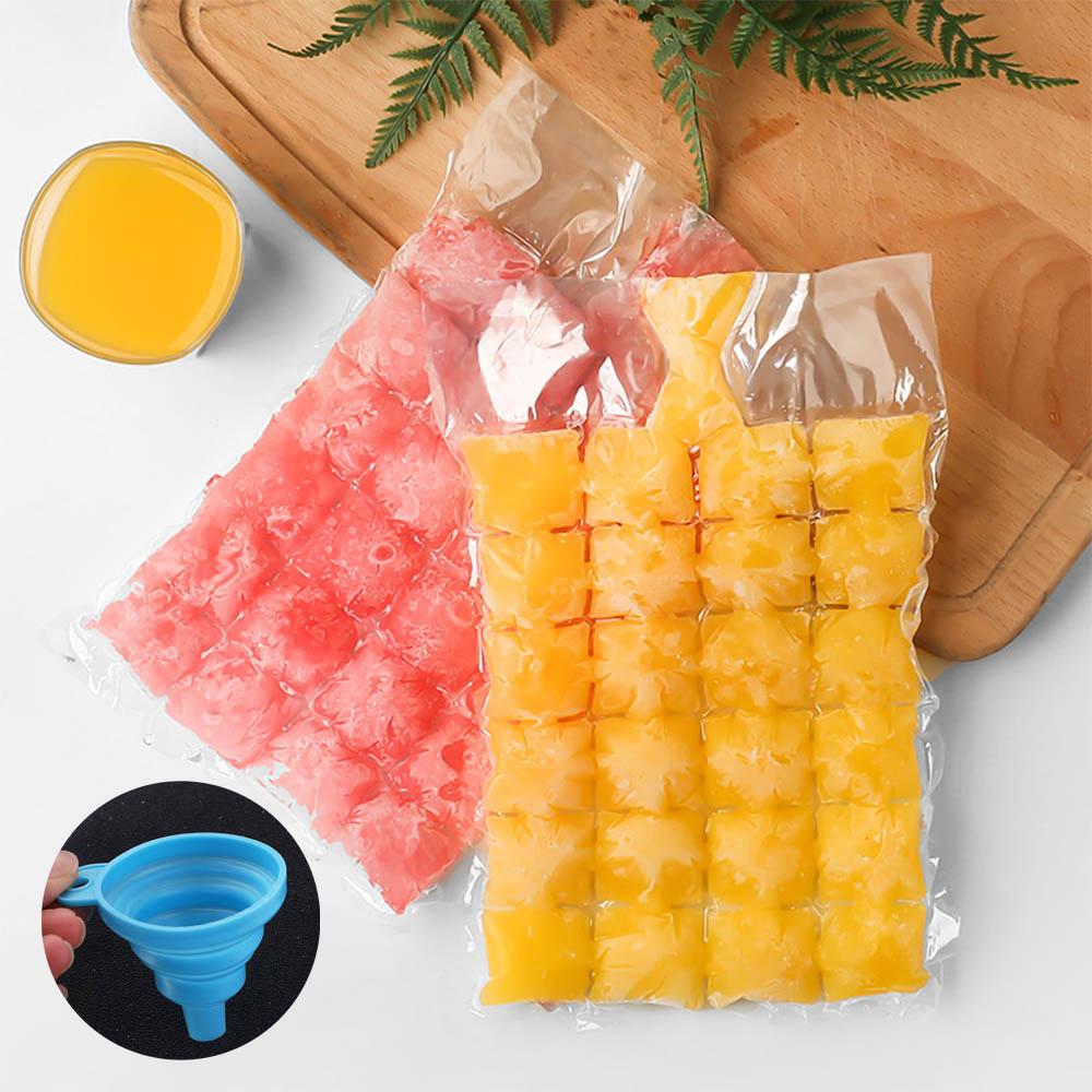 50pcs with Funnel Ice Cube Bags Self Seal Ice-making Mold Bag Homemade Ice Making Bags  Freezer