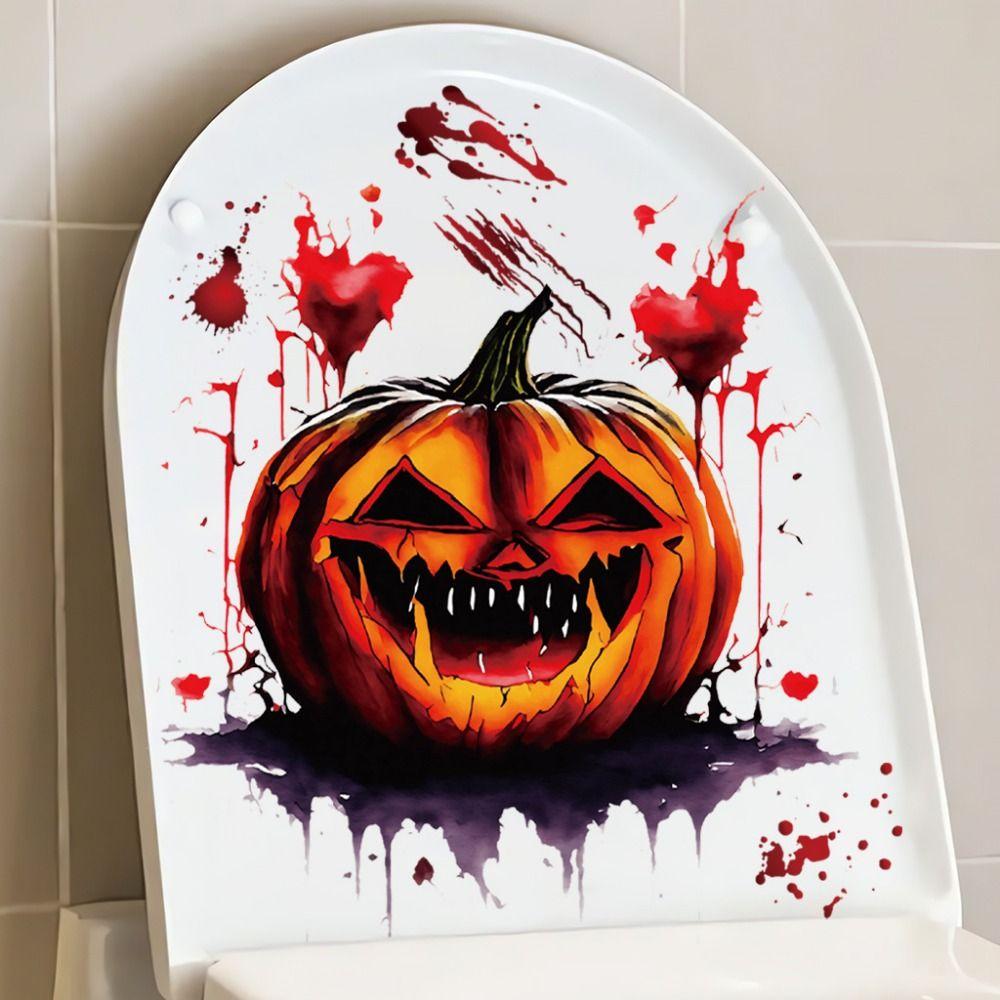 

Waterproof Pumpkin Fangs Wall Stickers Self-adhesive Halloween Toilet Stickers Bathroom