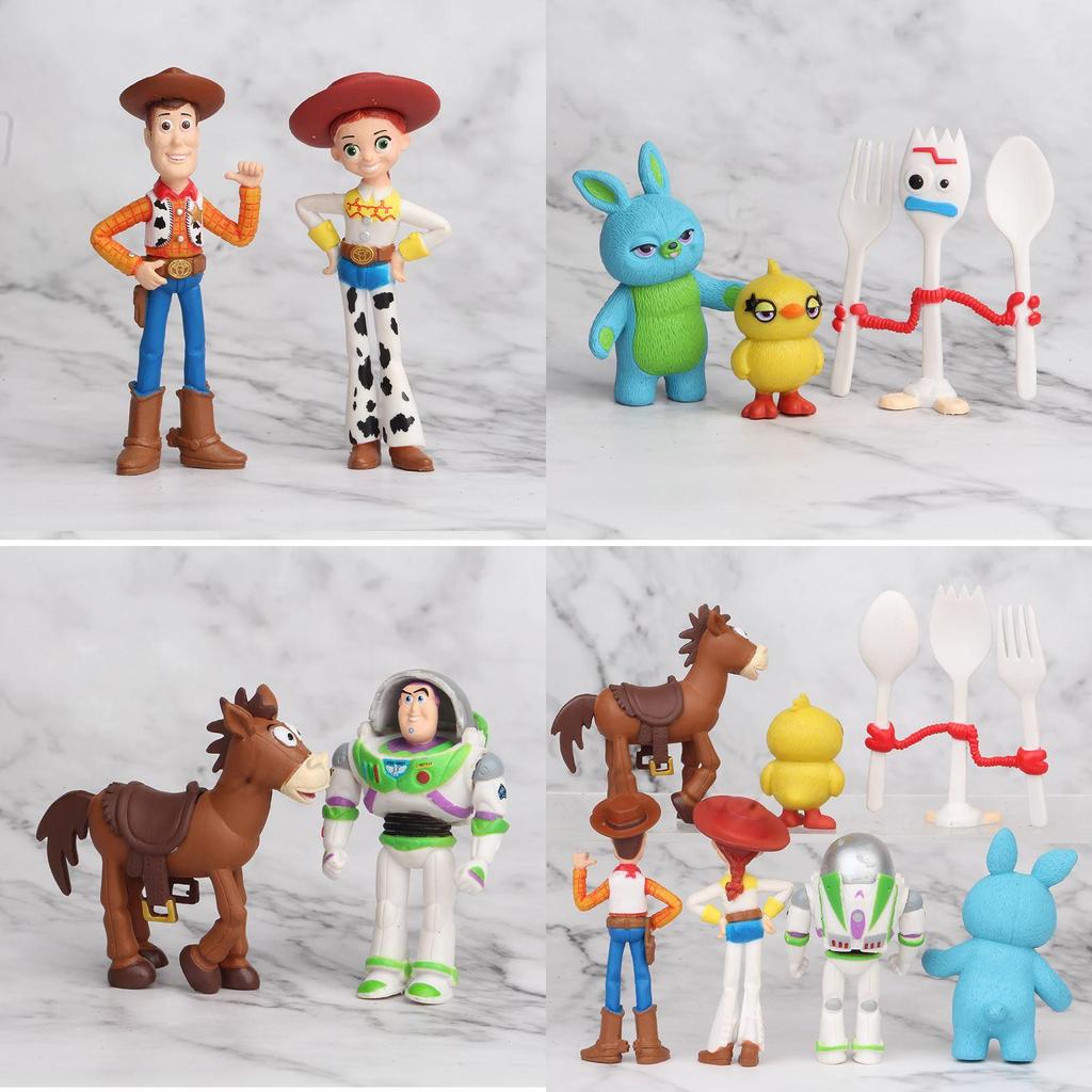 Toy Story 4 Woody Lightyear Rex Alien Bear 7 Pcs Action Figure Cake Topper Toys Vibrant And Detailed Pvc Collectibles