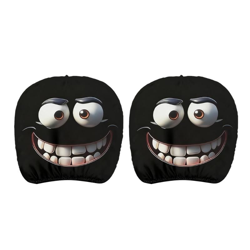 

Cheerful Cartoon Car Headrest Covers Abrasion Resistant Polyester Automotive Pillow Covers for Front Seat & Vehicles