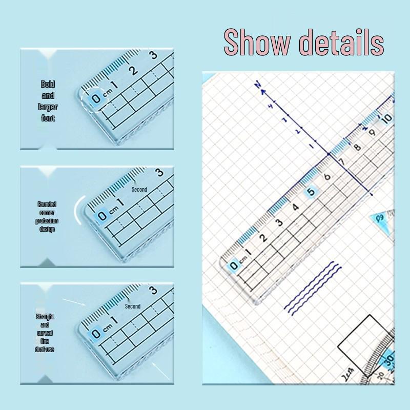 Anti-Myopia Ruler Set: First Grade Square & Eye Protection for Primary Students (3 Sets for New Users)