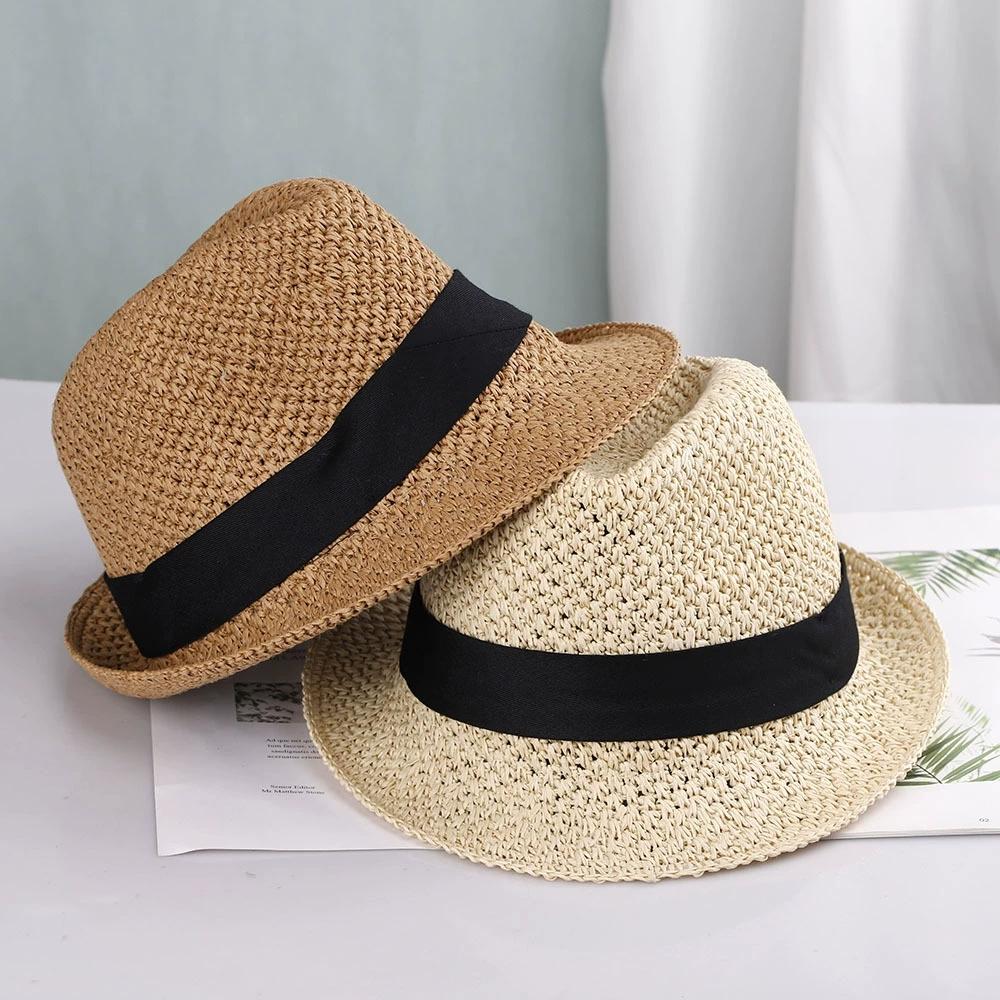 British Retro Straw Hat Men and Women Summer Beach Hats UV Protection Fisherman Hat
