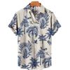 Summer New Large Size Men's Fashion Leaf 1D Digital Printing Shirt Hawaiian Casual Short Sleeve