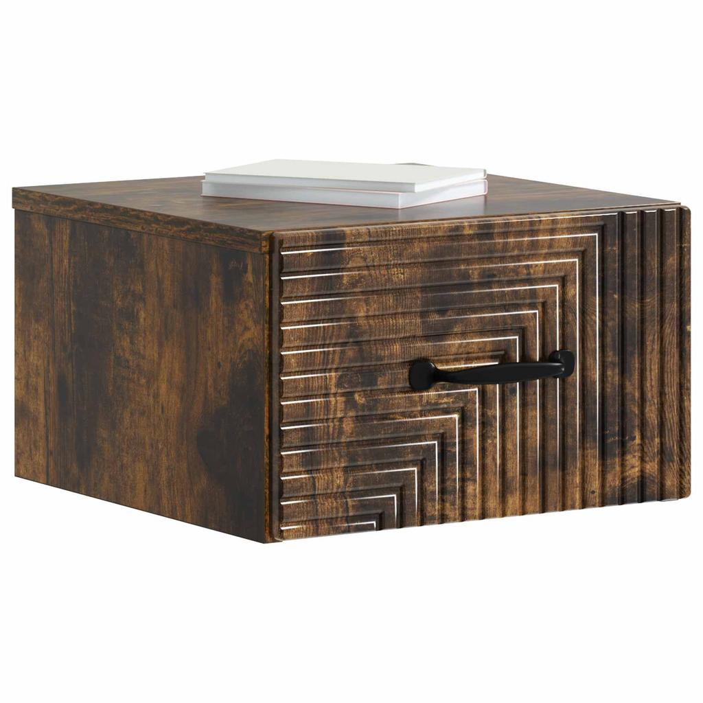Wall Mounted Nightstand Smoked Oak 34.5 x 33 x 20 cm