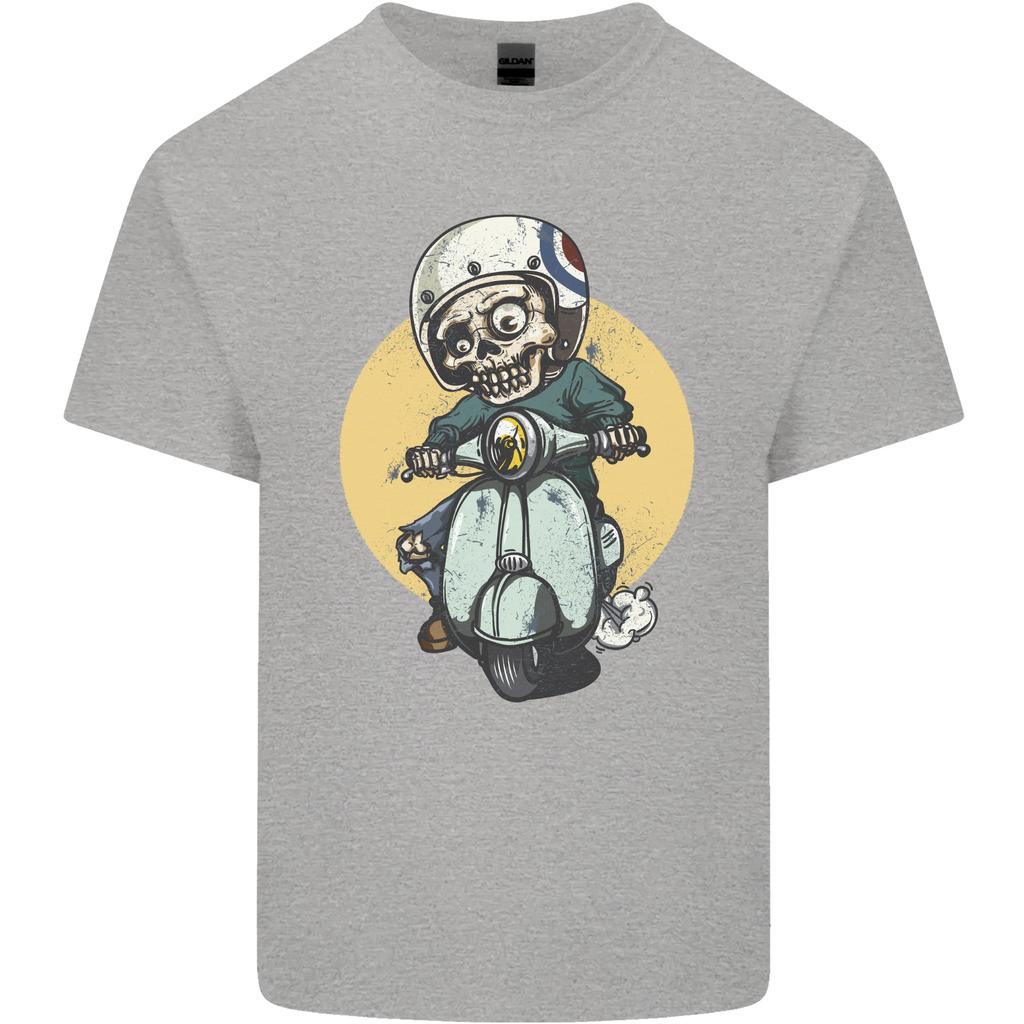 Mod Scooter Moped Skull Unisexs Light Cotton TShirt