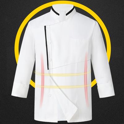 Uniforme de chef Botonadura simple Manga corta Unisex Cuello alto Suave Transpirable Resistente a las manchas Suelto Cocinero Cocina Panadería Cantina Restaurante Camarero Top