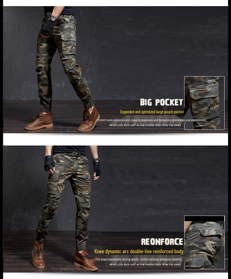 Men's Versatile Multi-Pocket Khaki & Camouflage Jogger Pants - Slim-Fit for Spring & Autumn