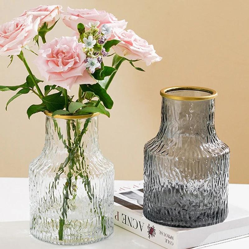 Transparent Glass Vase Large Mouthed Vase Living Room Bedroom Desktop Hydroponic Flower Arrangement Home Decoration Vases