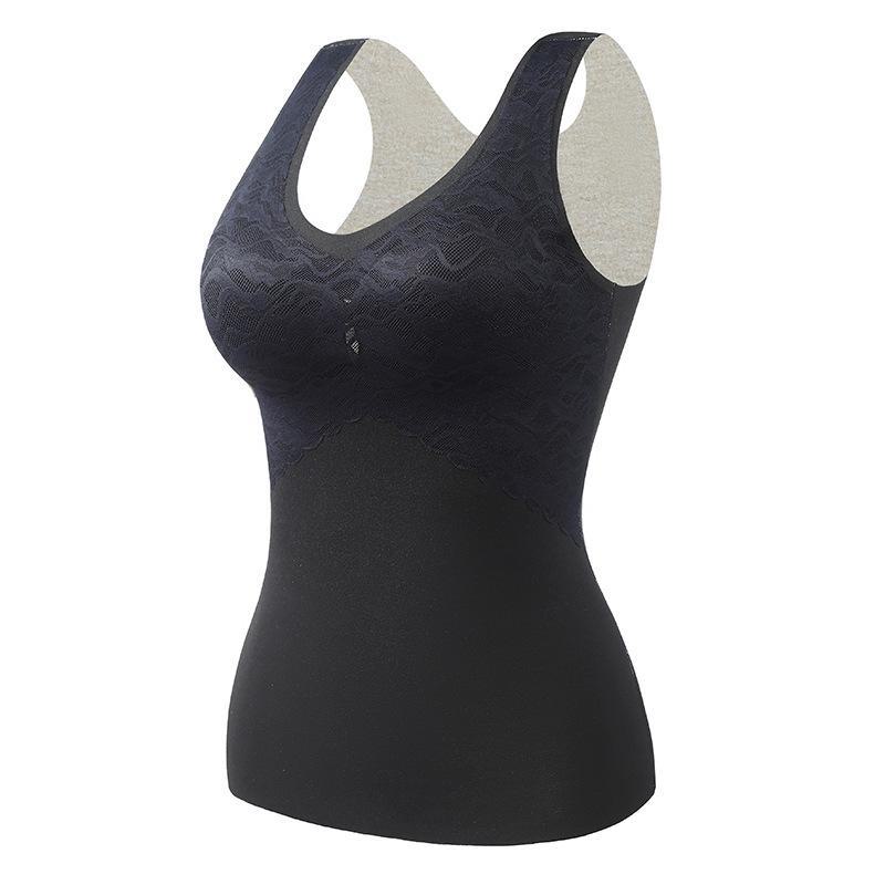 Women's Seamless Self-Heating Velvet Thermal Underwear with Chest Pads & Thick Inner Lace.
