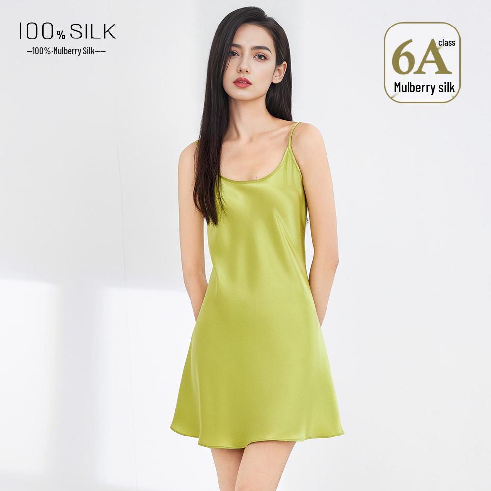 

Women s 100% Mulberry Silk Camisole Nightgown - 19 Momme Summer Loungewear Short Skirt M (40-50 kg)