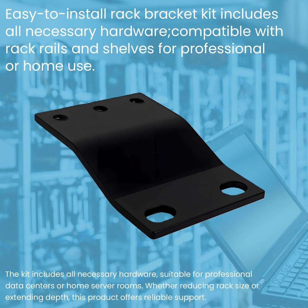 BNWMEPC 1U Rack Adapter Bracket 19-Inch Mount Recessed Depth Extender Server Network Equipment Rack Mount Reducer