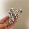 Skull Skeleton Hand Bone Skeleton Shark Clip Hollow Metal Hair Claw Skull Paw Hair Claw  Ladies